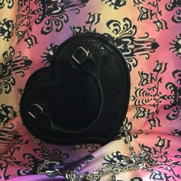 Halloween Gothic Black Heart Purse Small Hand Bag - Picture 3 of 8